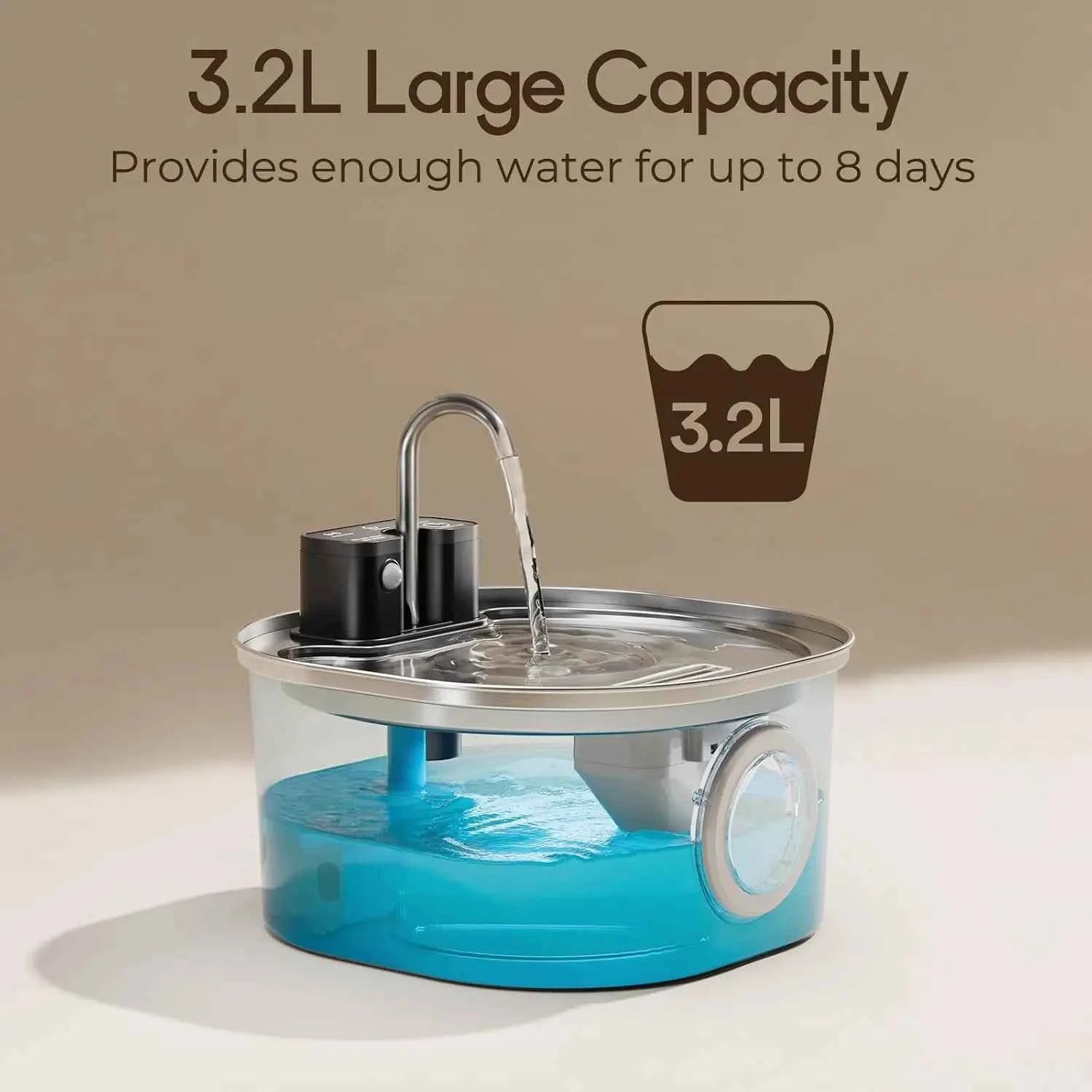 3L Stainless Steel Wireless Recharging Sensor Cat Water Fountain Auto Drinking Fountain For Cats Dog Drinker Pet Dispenser Bowl
