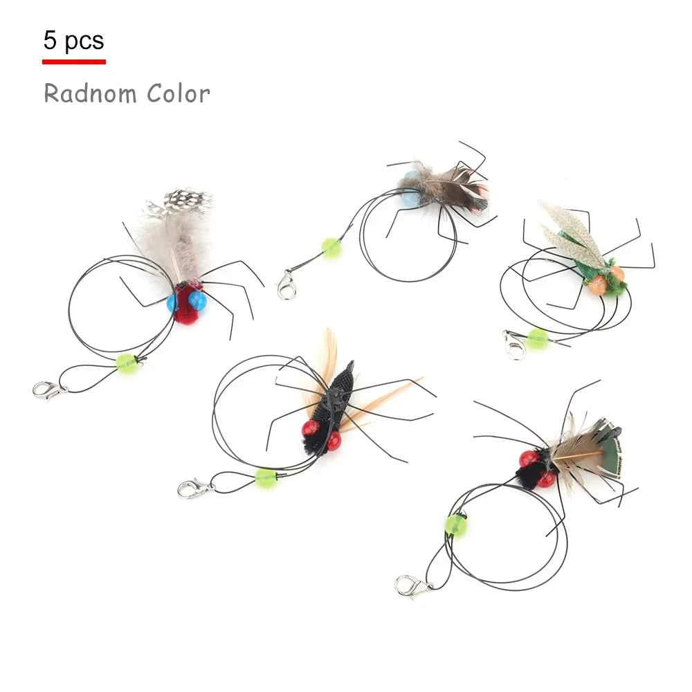 5pcs Simulation Small Flying Insects Replacement Accessories for Cat Teasers Toys Kitten Feather Toys Pet Supplies