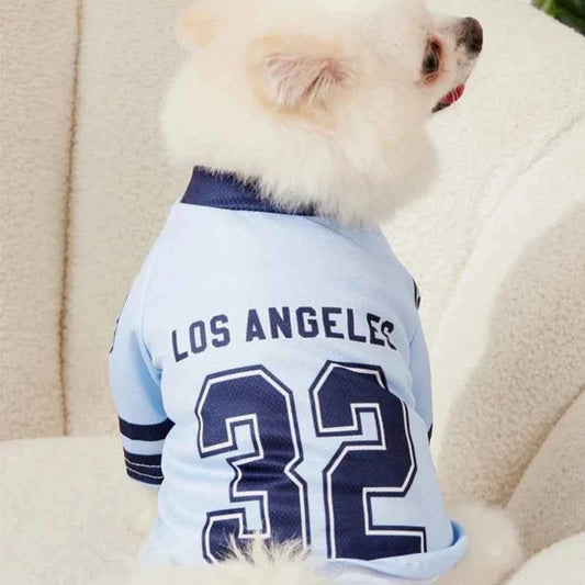 1pc Pet Dog Cat Blue #32 LA Number & Letter Print Jersey, Fashionable Casual Breathable & Soft Dog Shirt