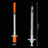 50/100Pcs 0.3/0.5/1ML Disposable Plastic Veterinary Syringe Orange Cap Sterile Insulin Syringe With Needles For Pet Farm Animals
