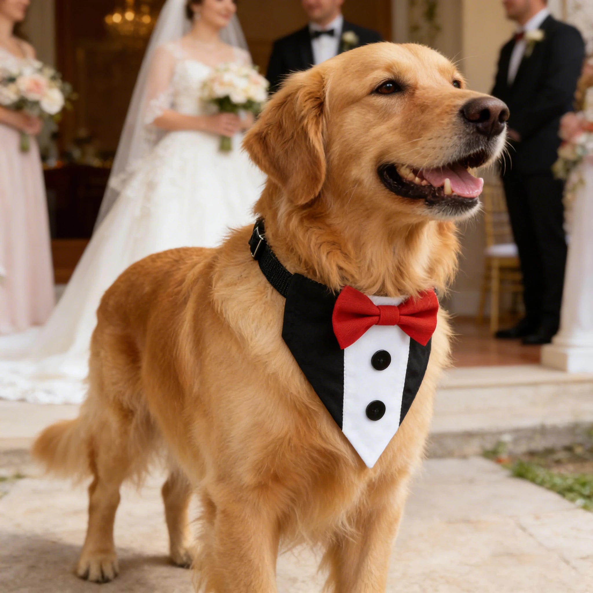 Sucado Brand Pet Wedding Suit Bib Dog Collar Adjustable with Bow Tie Bandana for Engagement Party Costume Clothes