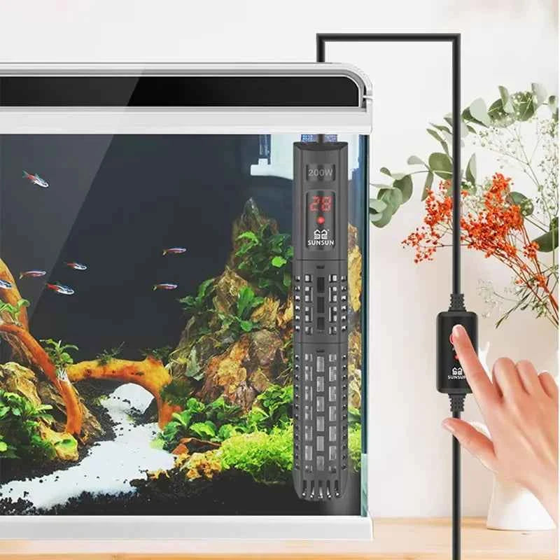 SUNSUN Aquarium Submersible Heater Fish Tank Quartz Glass LCD Display 220V Digital Heating Rod Constant Temperature Control