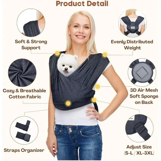 Dog Carrier for Small Dogs Front Facing Dog Carrier Sling Hands Free Cat Sling Size Adjustable Soft Cotton - Play Paws Toys