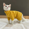 Fleece Coat for Sphynx Cat Warm Sweatshirt 4-legged Jumpsuit for Kittens Dogs soft Loungewear for Male Cat Devon Rex Sweater - Play Paws Toys