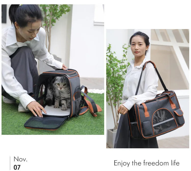 Dog Pet Carrier Bag Anti-Collapse Design Multiple Storage Pockets Cat Travel Handbag for Medium Cats, Puppy, Rabbits and Other S - Play Paws Toys