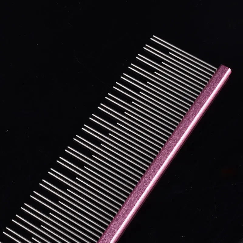 Pet Pink Comb Cat Dog Professional Stainless Steel Grooming Comb Dense Sparse Teeth Dog Cat Cleaning Brush Hair Reemoval Comb