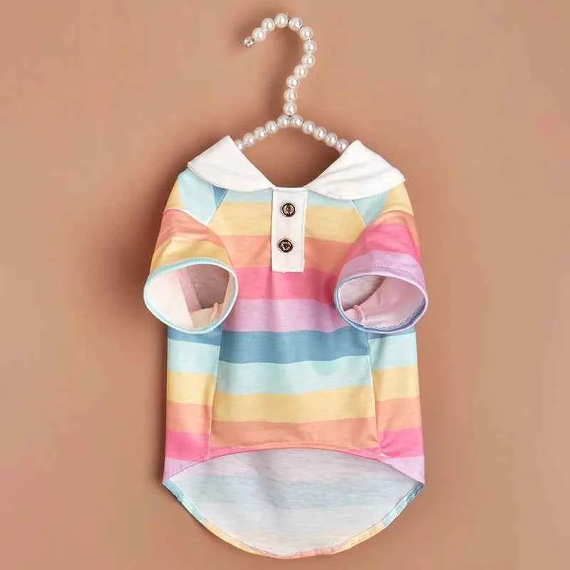 New summer puppy striped short sleeves Dog Vest Trendy Internet Celebrity POLO Shirt Store Cat Pet Clothes Lightweight Sunscreen