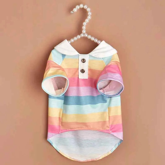 New summer puppy striped short sleeves Dog Vest Trendy Internet Celebrity POLO Shirt Store Cat Pet Clothes Lightweight Sunscreen