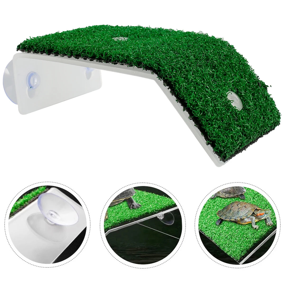 Turtle Basking Platform Turtle Habitat Simulation Lawn Ramp Turtle Dock Floating Island for Reptile Terrarium Aquarium Accessory