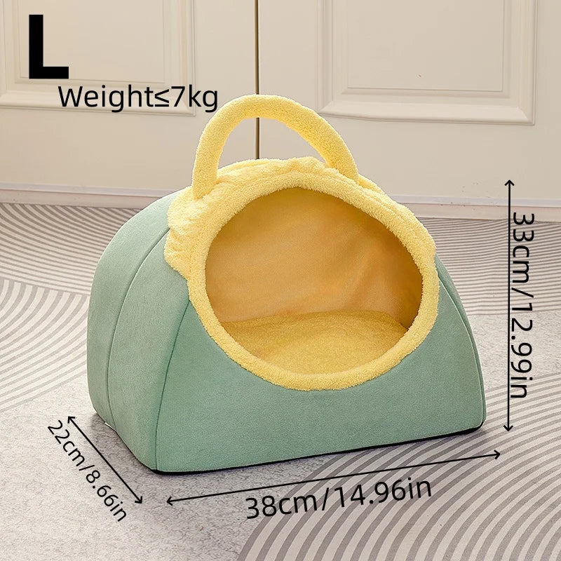 Cute Cat Beds for Indoor Cats Large Cat Cave Bed with Removable Washable Cushioned Pillow, Cozy Kitten Tent with Non-Slip Bottom - Play Paws Toys
