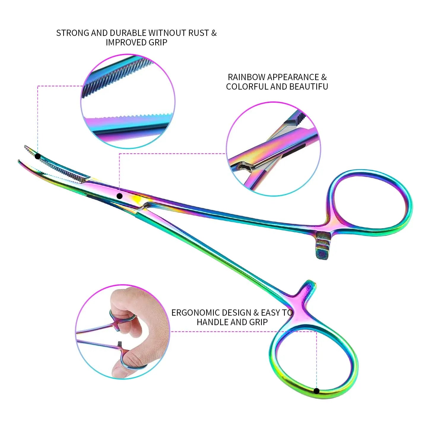 Dog Hair Tweezers Hemostat forceps stainless steel clamps color cosmetic veterinary tools for surgical wound cleaning