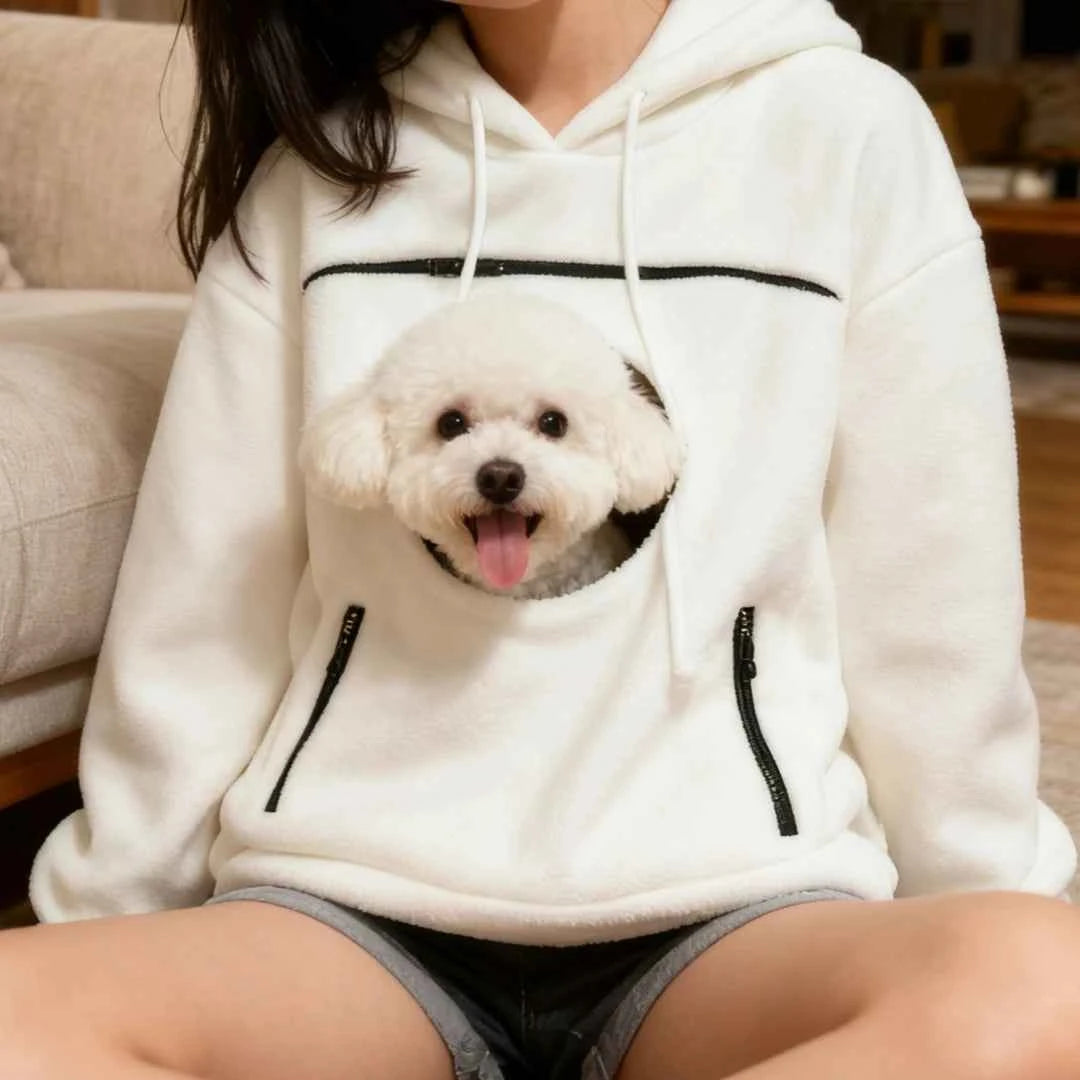 Handmade Emerald Bouclé Pet Hoodie Carrier – Soft Dog & Cat Pullover with Pocket, Cozy Sling Alternative for Chihuahua