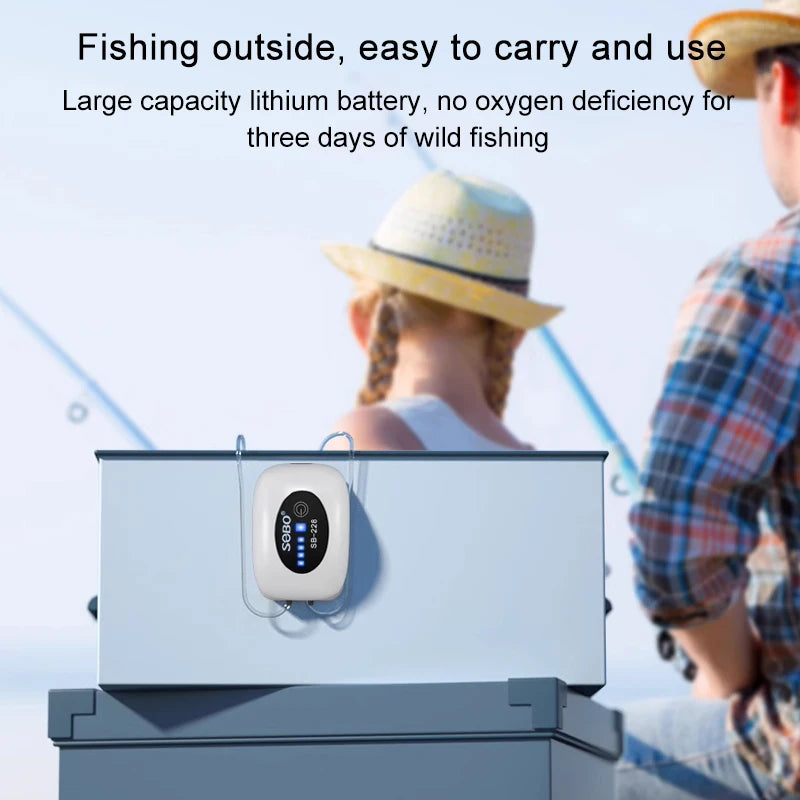 SOBO Aquarium Fish Tank Oxygen Air Pump Compressor Charging Silent USB with Battery Portable Fishing Oxygenator Outdoor Air Pump