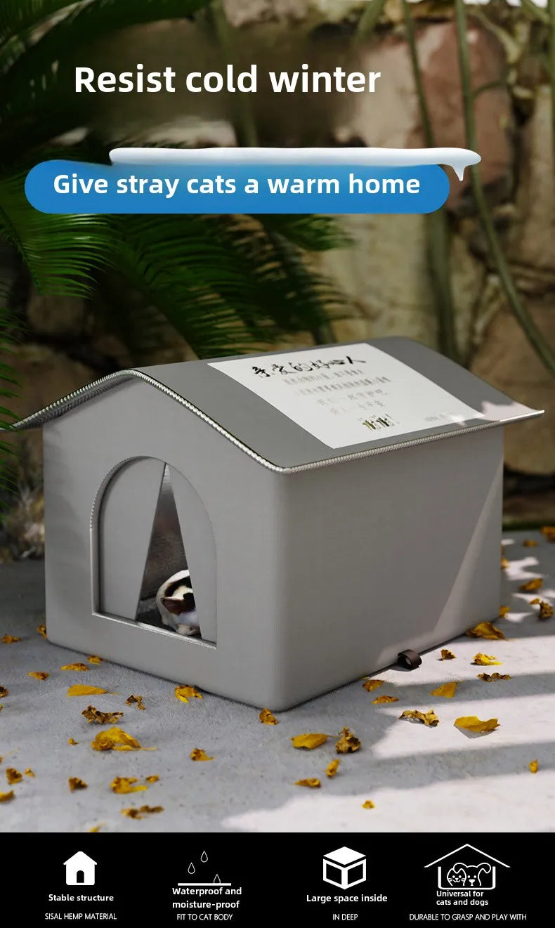Stray Cat dog House Waterproof Outdoor Winter Warm Pet Cave Sleeping Beds Home Foldable Washable for Small Dog Puppy Supplies - Play Paws Toys