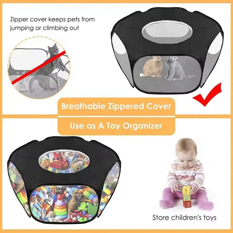 Portable Small Pet Cage Transparent Hedgehog Cage Tent Pet Playpen Open Folding Yard Fence For Dog Hamster Rabbit Guinea Pig