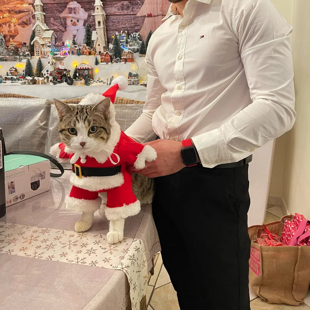 Christmas Dog Santa Claus Outfits For Small Medium Dogs Funny Cosplay Costume Cat Clothing Dressed Up Yorkshire Pug Pet Clothes