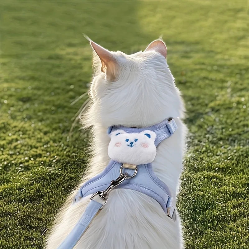 Pet Dog Harness and Leash Set, Suitable for Small, Medium and Large Dogs - I-Shaped Design, Pet Leash and Harness Set, Safe Pet Vest, Cute Flower Decoration, Adjustable Dog Harness