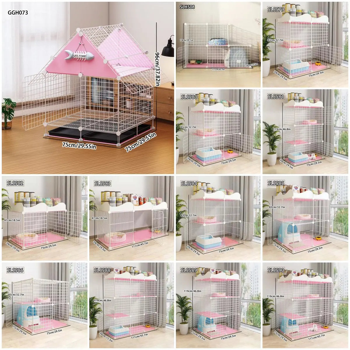 Cat Cage for Home Use, Indoor Pet Cat Large Space, Luxurious Small Cat House, Three-Story Multi-Cat Portable Assembly Empty Cage - Play Paws Toys