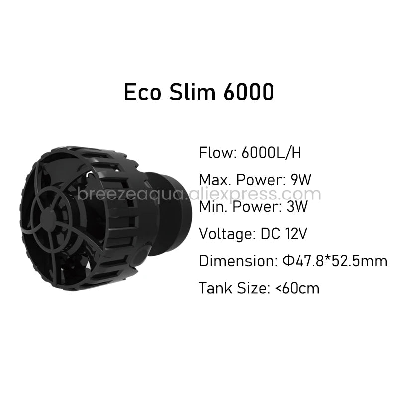 ZKSJ Eco Slim 6000 DC Mini Saltwater Fish Tank Aquarium Wavemaker Pump with Controller