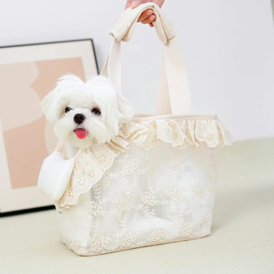 Onecute Lace Pet Carrier Bag - Handheld Shoulder Puppy Purse for Small Dogs, Chihuahua, Cats - Dog Walking Accessories - Play Paws Toys