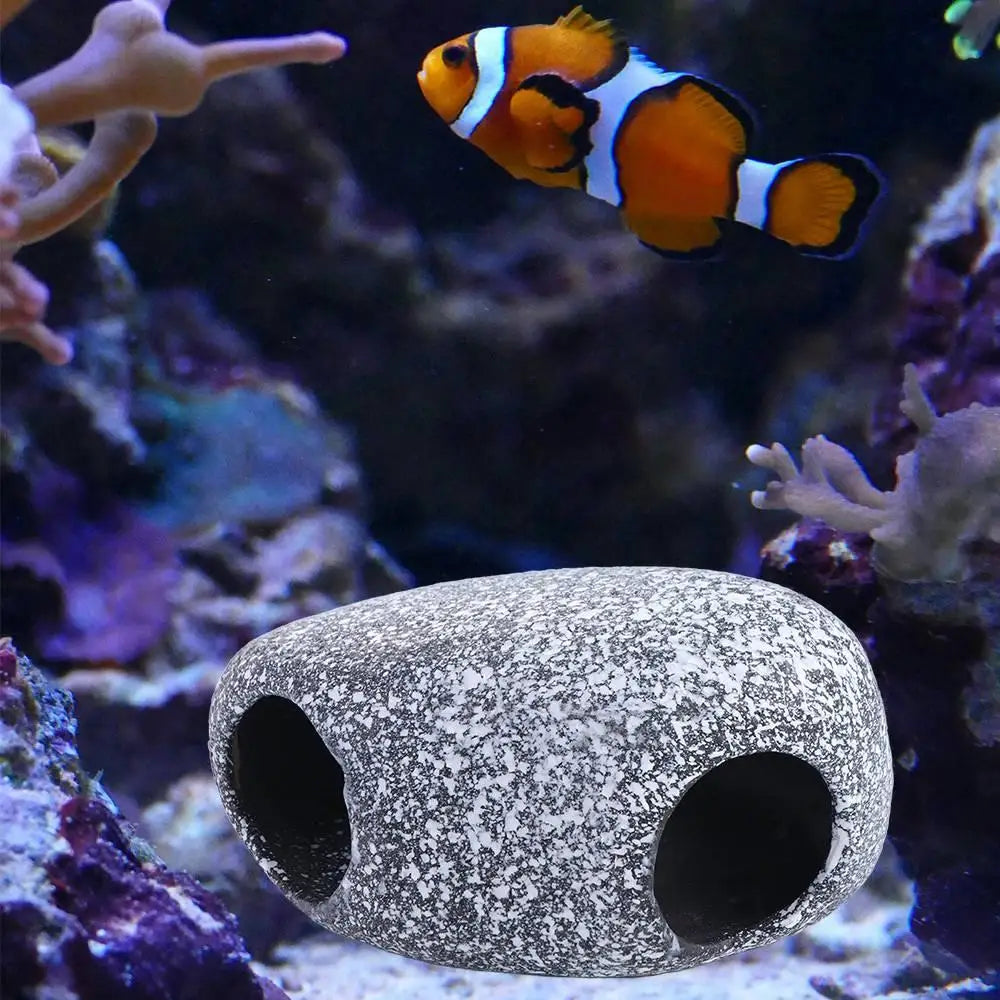 Ceramic Cichlid Stone Cave Eco-friendly Delicate Fish Eluding House Creative Simulated Hiding Tank Cave Breeding Tank