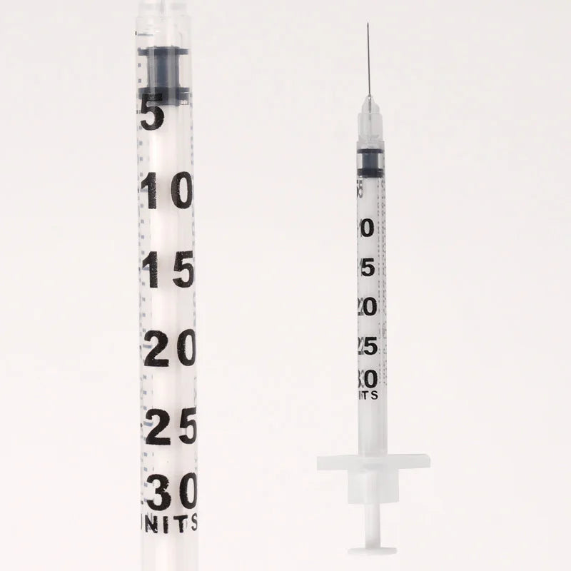 50/100Pcs 0.3/0.5/1ML Disposable Plastic Veterinary Syringe Orange Cap Sterile Insulin Syringe With Needles For Pet Farm Animals