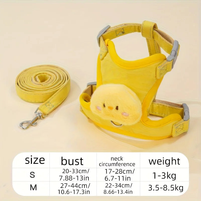 Pet Dog Harness and Leash Set, Suitable for Small, Medium and Large Dogs - I-Shaped Design, Pet Leash and Harness Set, Safe Pet Vest, Cute Flower Decoration, Adjustable Dog Harness