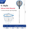 Portable Sea Fishing Long Hand Net Dip Net Folding Lure Nets Pocket Ultra Light for Big Fish Casting Fishing Silicone Mesh Tools