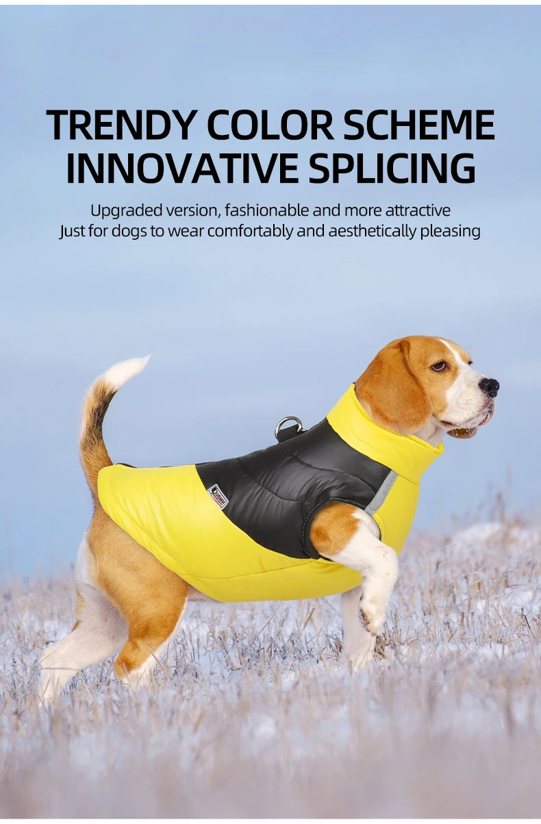 Winter Clothes for Dogs Warm Clothing Labrador Cotton Coat Harnesses Pet Products Clothes for Small Large Dog Reflective Stripe