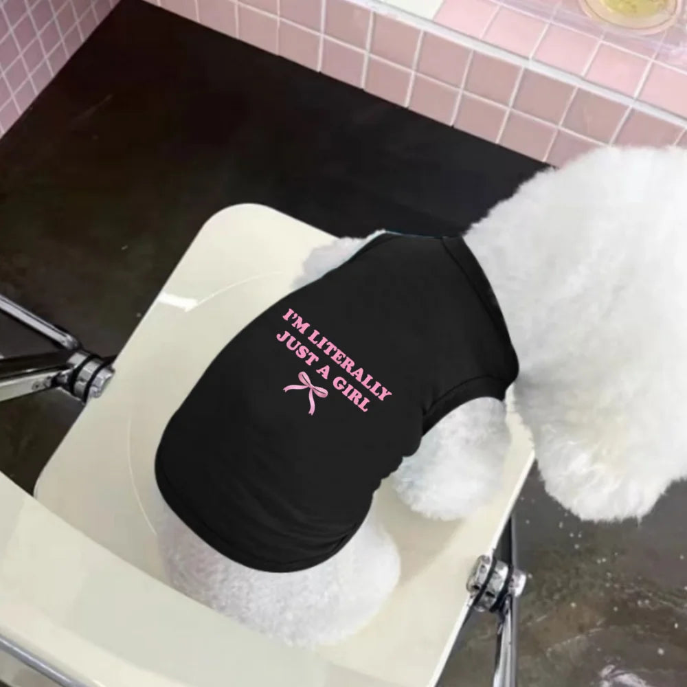 1pc Spring new minimalist letter printed pet vest, "I'm LITERALLY JUST A GIRL" printed sleeveless T-shirt for cats and dogs