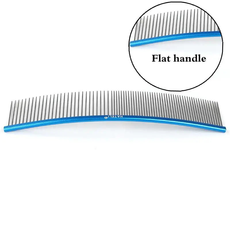 19cm Pet Curved Comb Stainless Combs Professional Pet Grooming Comb Dense Sparse Teeth Dog Cat Cleaning Brush Open Knot Combmb