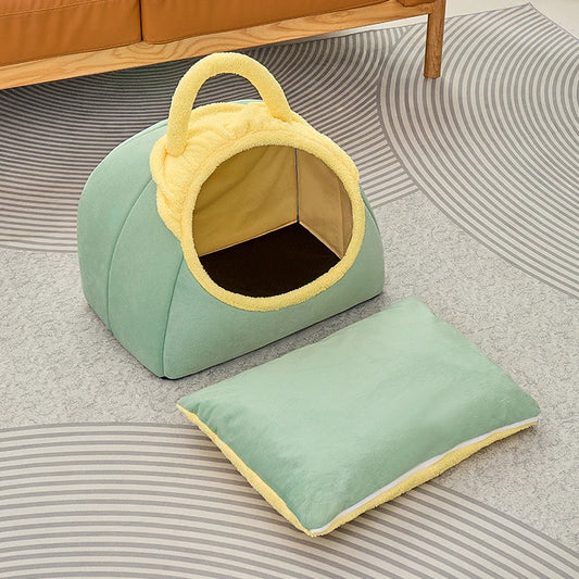 Cute Cat Beds for Indoor Cats Large Cat Cave Bed with Removable Washable Cushioned Pillow, Cozy Kitten Tent with Non-Slip Bottom - Play Paws Toys