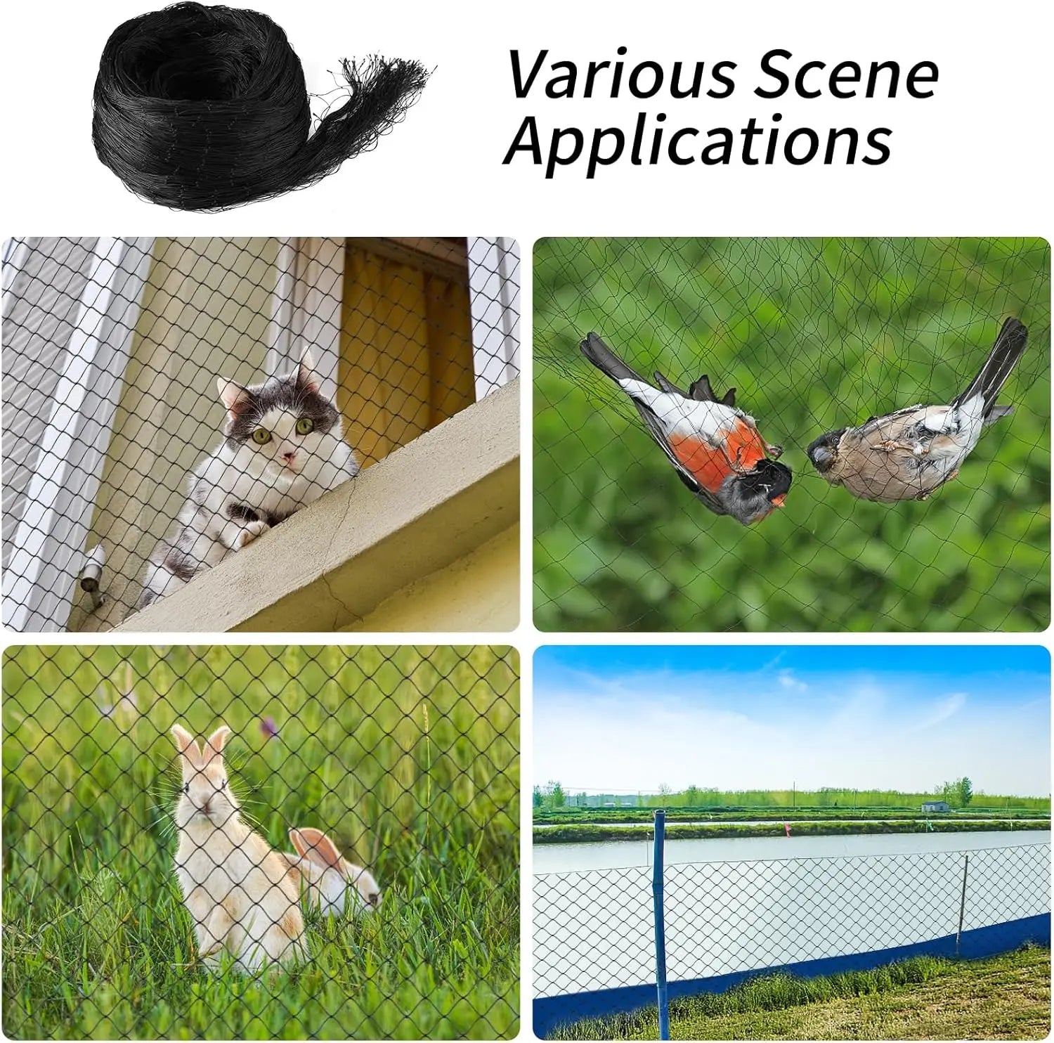 Steel Reinforced Cat Netting for Balcony- Cat Anti Fall Netting,Garden Net Anti Bird Net with Wire,Safety Netting Fence for Pets - Play Paws Toys