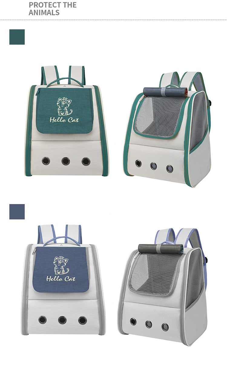 Pet Cat Carrier Backpack Breathable Portable Travel backpack for cat and dog With Anti Breakaway Belt Three-door design AA074 - Play Paws Toys