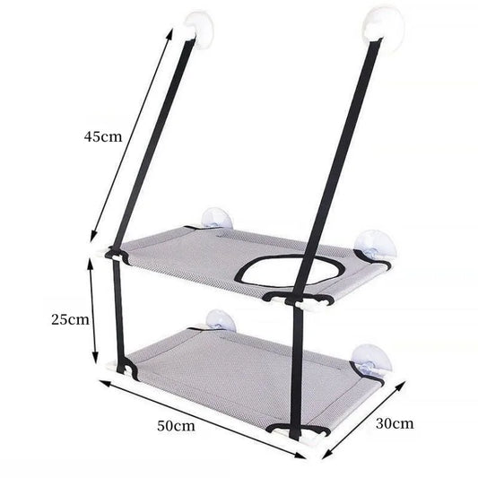 Cat Hammock Window Bed Kitten Sunny Seat Hanging Mount Beds Cat Sofa double-decker tunnels Suction Cup Wall Pet Hanging Winter - Play Paws Toys