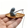 Creative Cat Fishing Boat Aquarium Ornament High Quality Resin Durable Fish Tank Decor Marine Theme