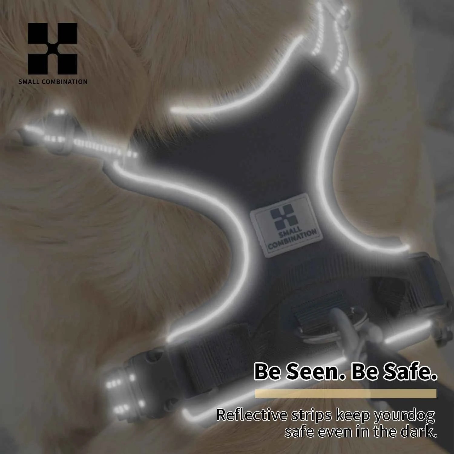 SMALL COMBINATION Dog Harness No Pull Reflective Pet Dog Chest Harness Adjustable for Small Medium Large Dogs Outdoor Walking