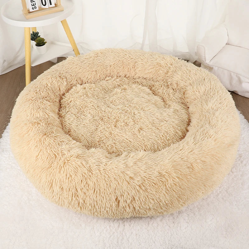 Dog Bed Donut Big Large Round Basket Winter Plush Beds for Dogs Medium Accessories Fluffy Kennel Small Puppy Pets Cat Products