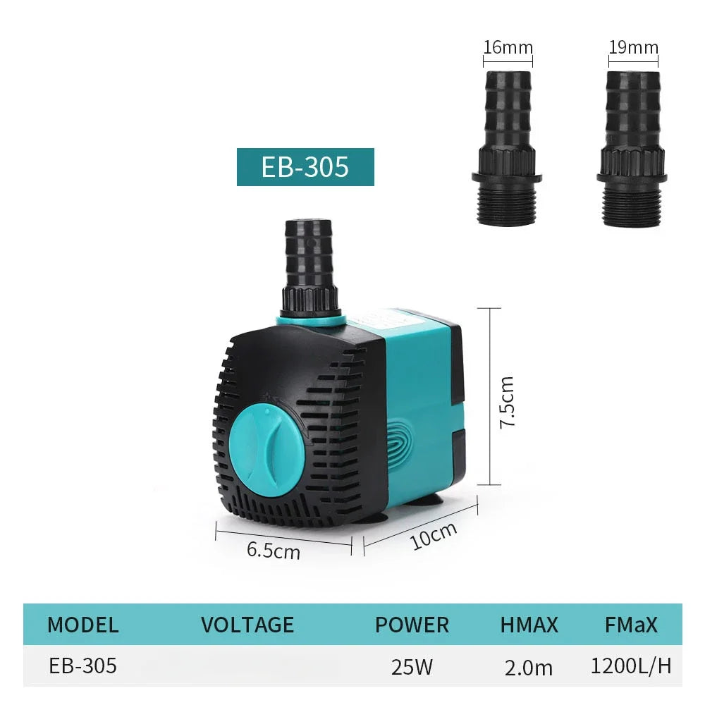 110V-240V Fish Tank Water Fountain Pump Filter 3W 10W 15W 25W Ultra-Quiet Submersible Fish Pond Aquarium Water Pump