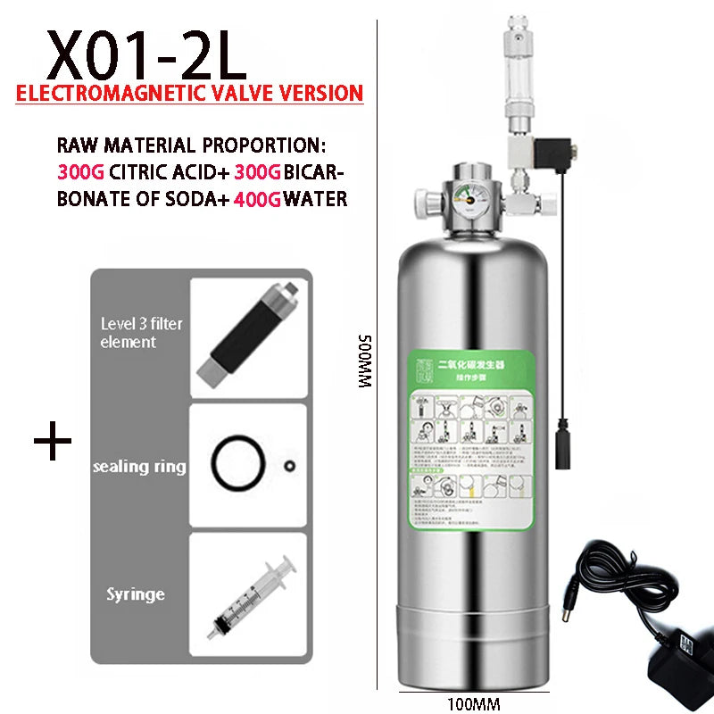 Aquarium DIY CO2 Generator system Kit Stainless Steel CO2 Cylinder Generator System Carbon Dioxide Reactor Kit For Plant Fish