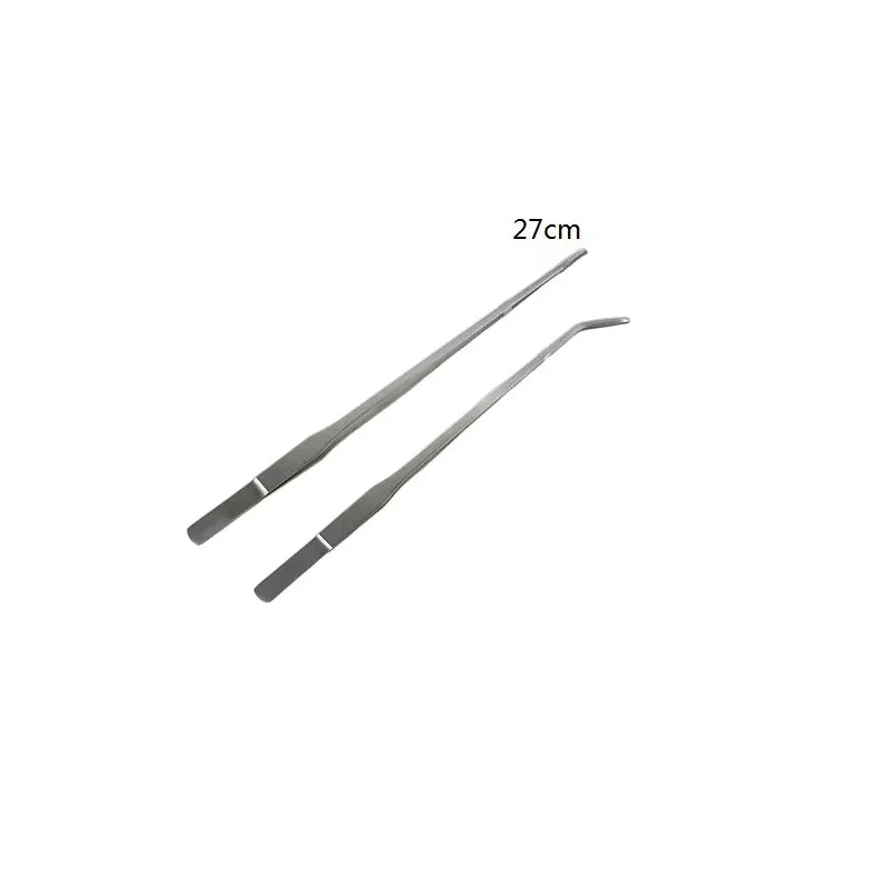 27/38/48cm Aquarium Plant Tweezers Multifuctional Stainless Steel Elbow Tweezers Fish Tank Aquascape Tools Aquarium Feeding Tong