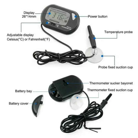 2/4/6/8Pcs LCD Digital Aquarium Thermometer Fish Tank Thermometer With Water-Resistant Sensor Probe And Suction Cup For Reptile