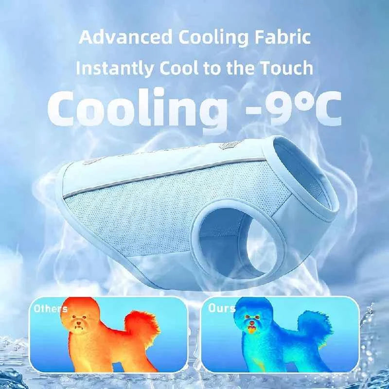 Pet Dog Summer Cooling Vest with Cap Breathable Mesh Sun Protective Shirt for Dogs&Cats Lightweight Outdoor Pet Clothes Set