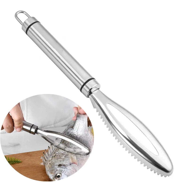 Practical Fish Scale Remover, Plastic Fruit and Vegetable Peeler, Descaling and Cleaning Scraper with Accessories, Folding Knife