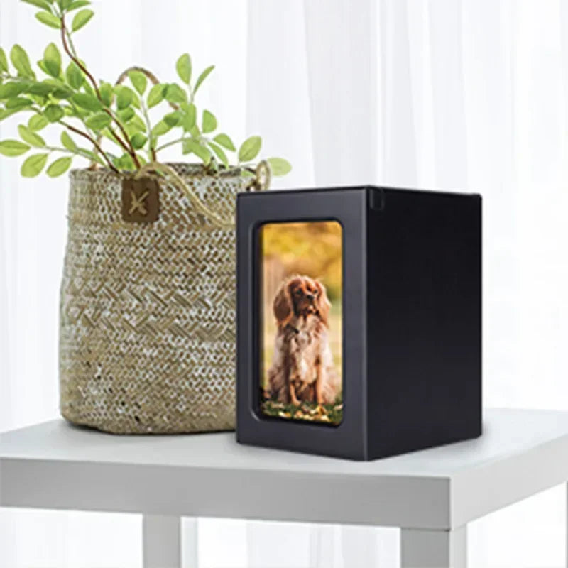 Wooden Pet Dog Cat Urn Photo Cinerary Casket Memorial Box urnen voor menselijk as  cat memorial