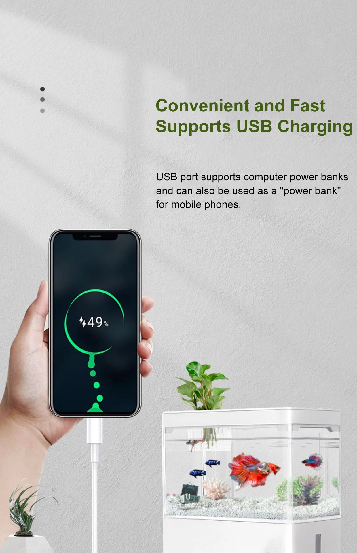 Fish tank living room small landscape ecological tank household USB powered mini tank fish tank