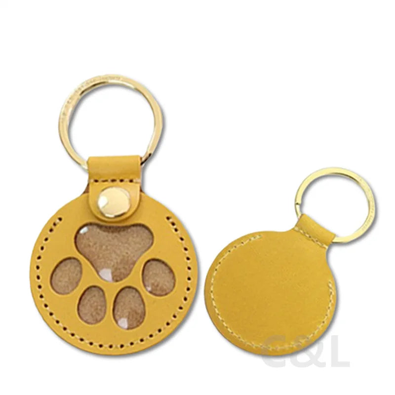 Memorial Leather Pet Hair Storage Bag Cat Paw Keychain Kitten Souvenir Fur Container Pendant Portable Handmade Key Accessories