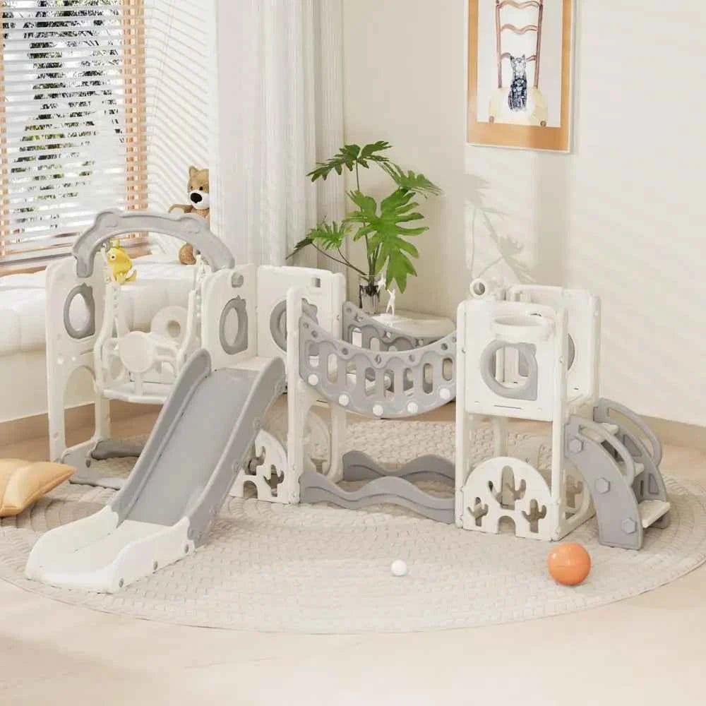 11 in 1 Toddler Slide and Swing Set, Kids Slide for Toddlers, Outdoor Indoor Playground for Toddlers 13, Toddler PlaySet with B