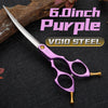 Fenice Professional JP440C&VG10 Colorful 6.0 6.5 Inch Curved Grooming Scissors Pet Scissor for Dogs Cats