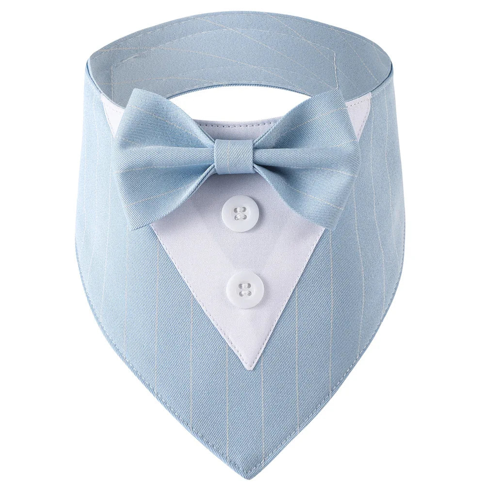 Sucado Handsome Wedding Pet Dog Bandana, Elegant Tuxedo Suit Scarf with Bowtie,  Luxury Formal Engagement Birthday Party Gifts
